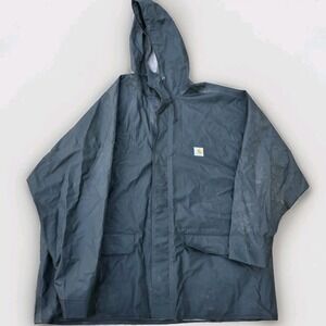 Carhartt PVC hooded Rain Coat Jacket Waterproof Workwear XL Green Gray